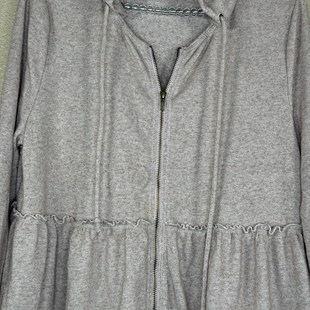 Easel Hooded Zip Up Dress Cardigan Medium Blush Pink Boho Cozy Tunic Pockets - Picture 4 of 7